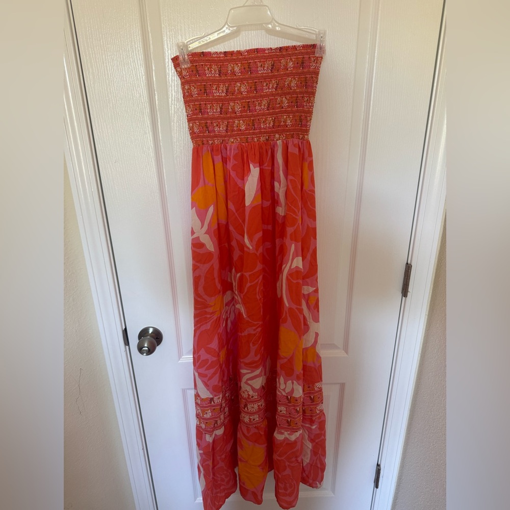 Maaji Coral and Pink Floral Maxi Dress
